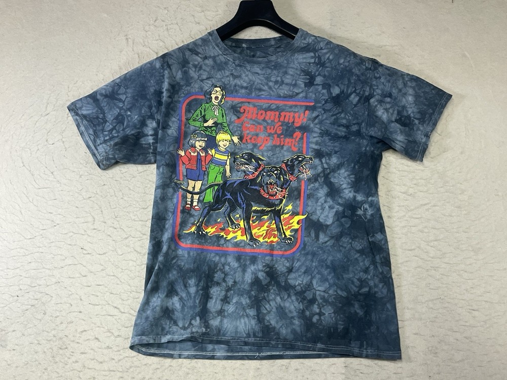 Steven Rhodes Mommy Doberman Can We Keep Him Graphic Tie Dye Black T-Shirt Men M