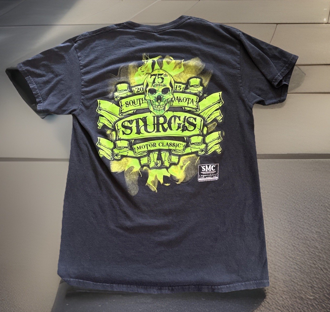 Sturgis T-Shirt Men’s L 75th Black Neon Green 2S Graphics Motorcycle Car Show gallery