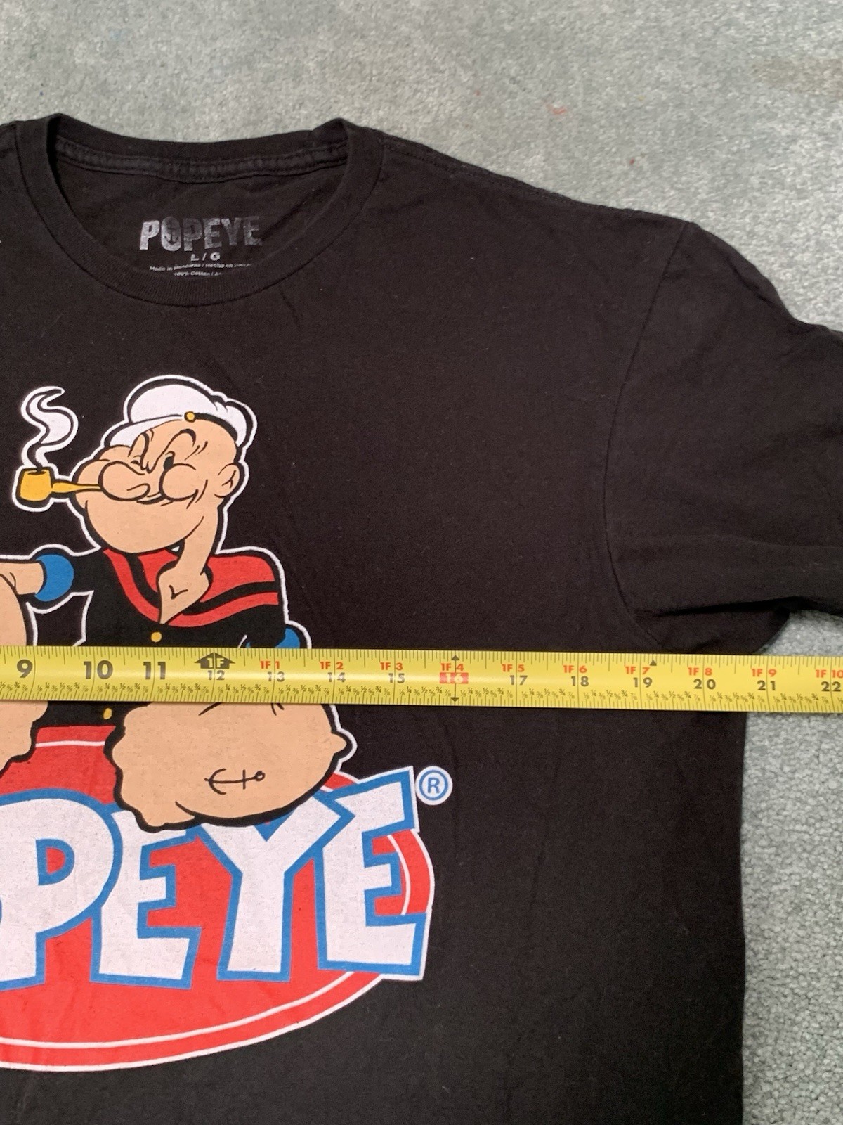 Vtg ⭐️Popeye Men’s L/G Black Graphic Logo Crew Neck S/s T-Shirt gallery