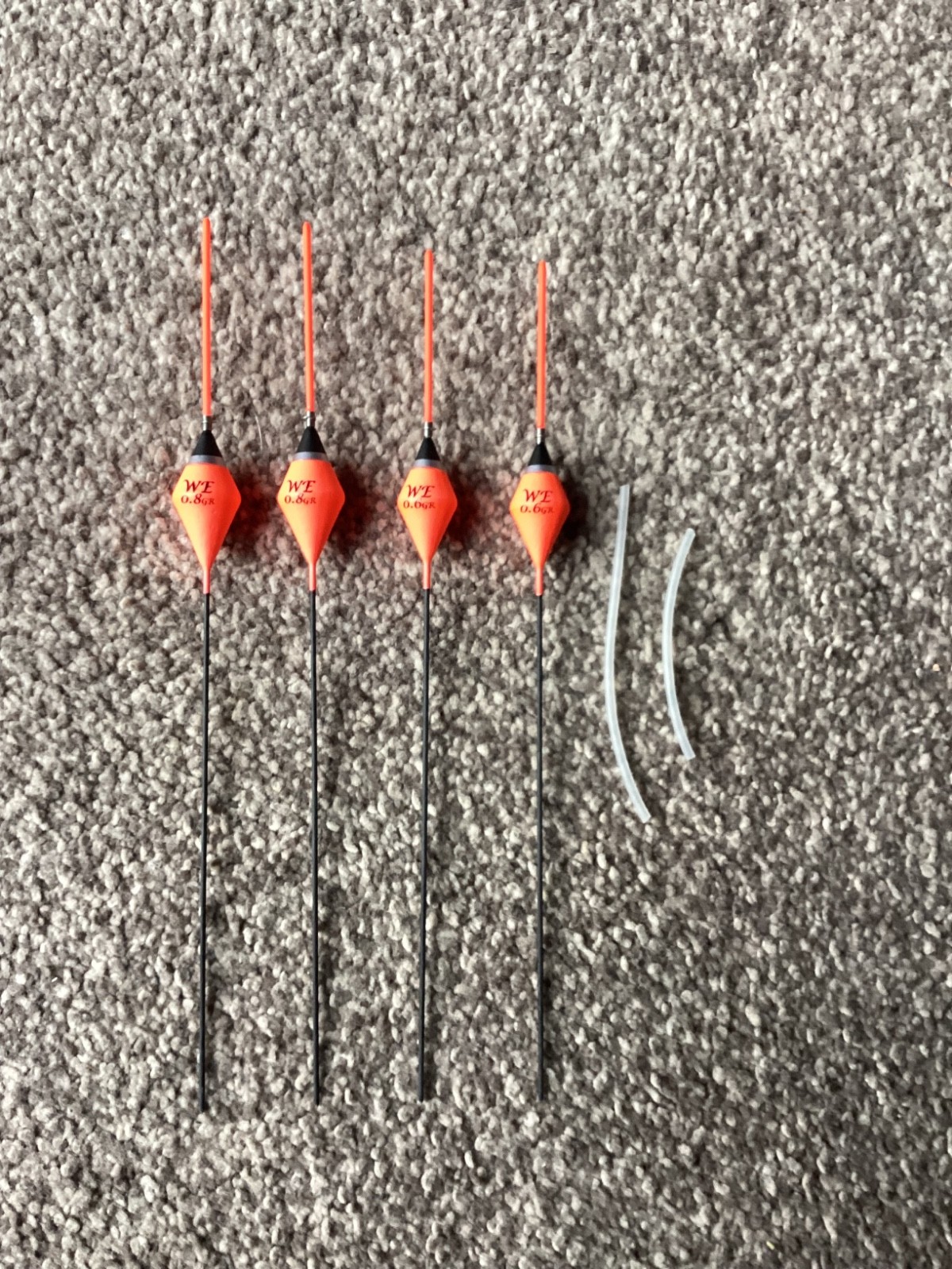 4 x WE 334 diamond shape pole floats 2 x0.8 & 2 x 0.6g with silicone