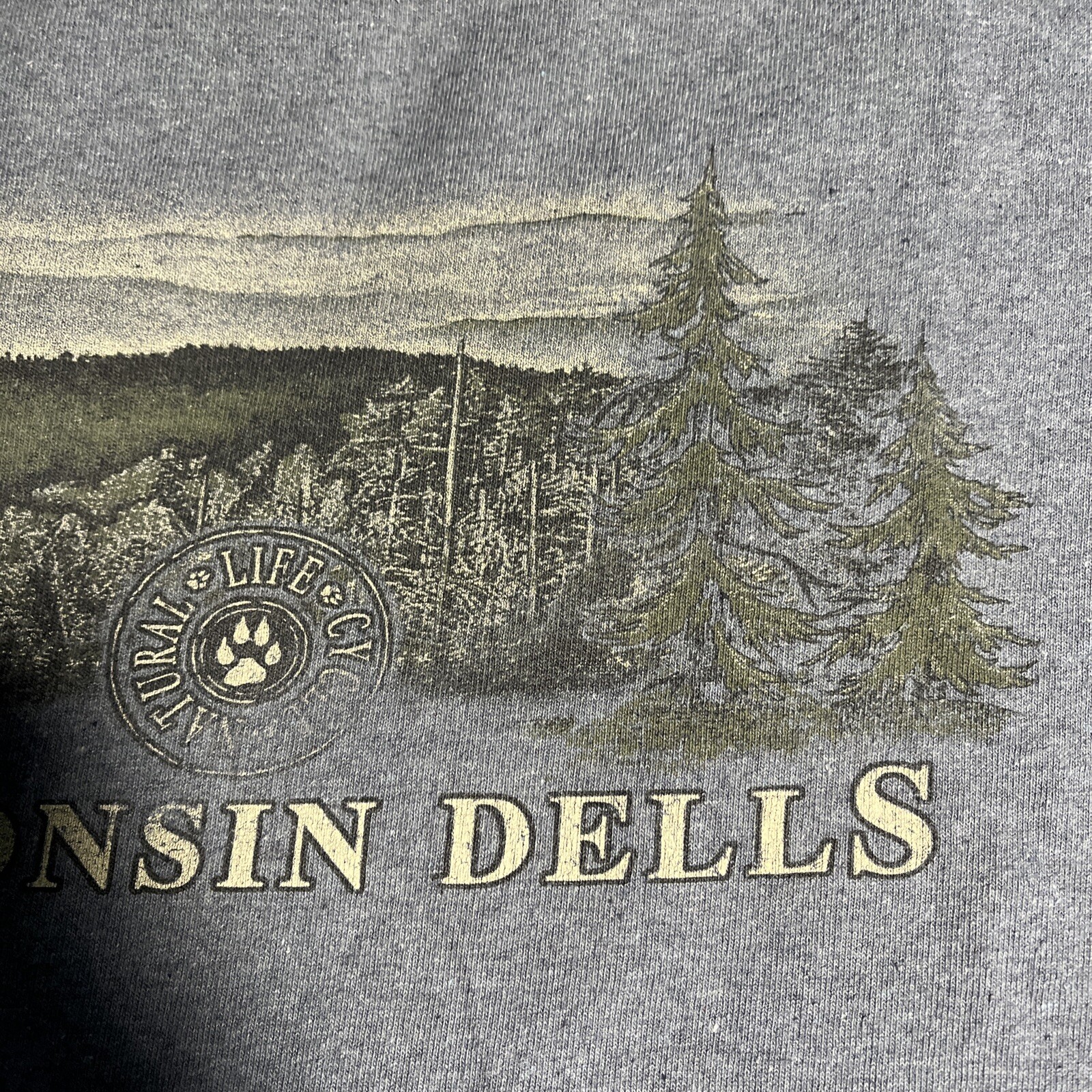 Eco Mountain Wisconsin Dells Men’s Shirt Size Large Blue Gray Made in USA EUC gallery