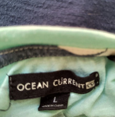 Ocean Current Tee Shirt Men’s Size L Blue Gray Green Crew Neck Cotton Blend