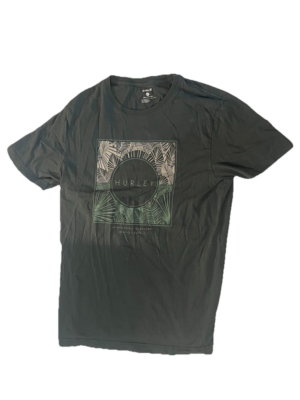 Hurley Graphic Tee Mens Medium Green Cotton Travel Beach Outdoor Short Sleeve gallery