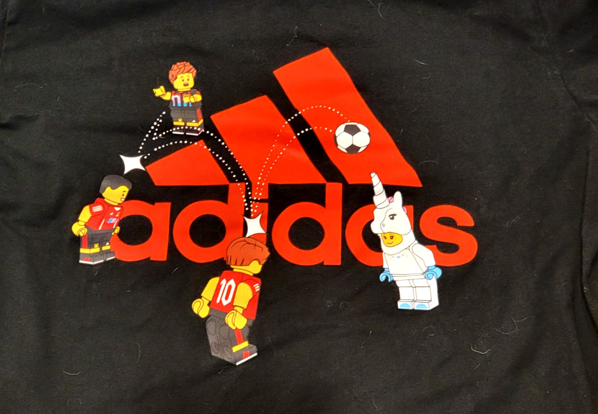 Adidas Lego Soccer Badge Of Sport Graphic Black T Shirt Men’s Large HT5181 gallery