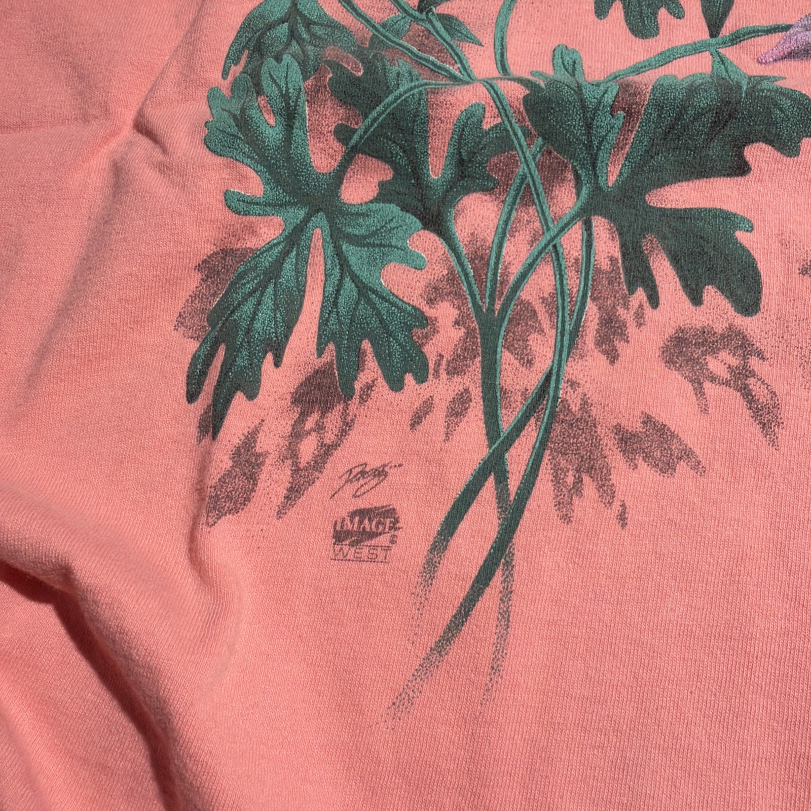 Vintage Hummingbird Bird Nature Flowers Art Shirt Medium Colorado USA 90's gallery