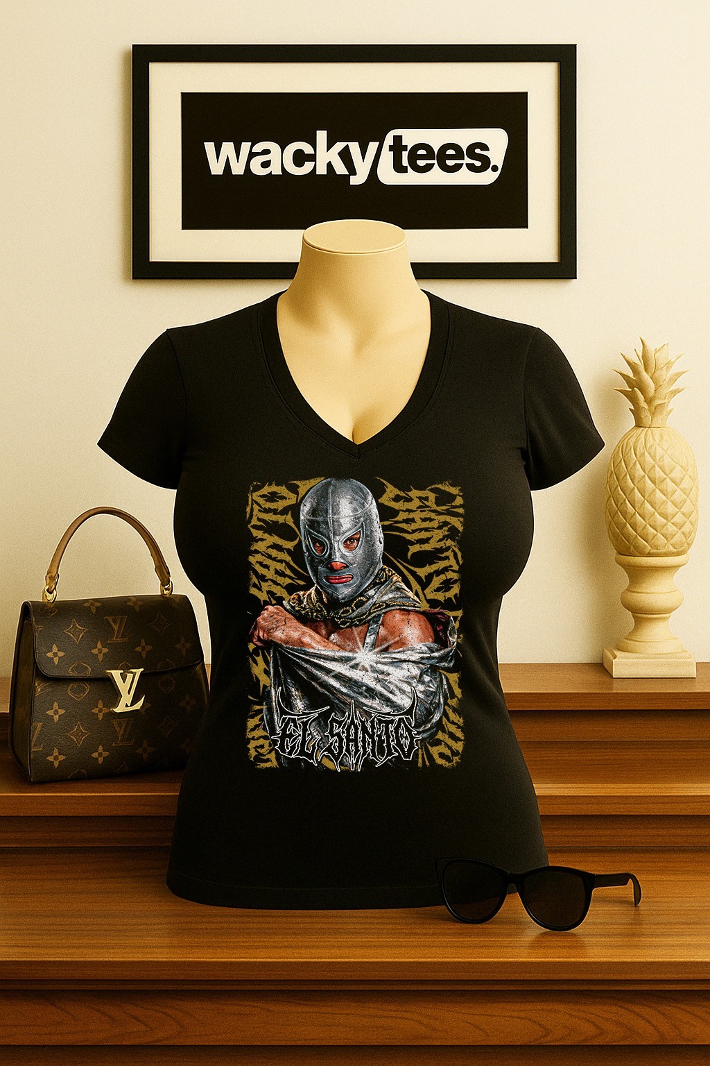 Lucha Libre El Santo Luchador Wrestling Oro Retro Style Graphic Tee Shirt gallery