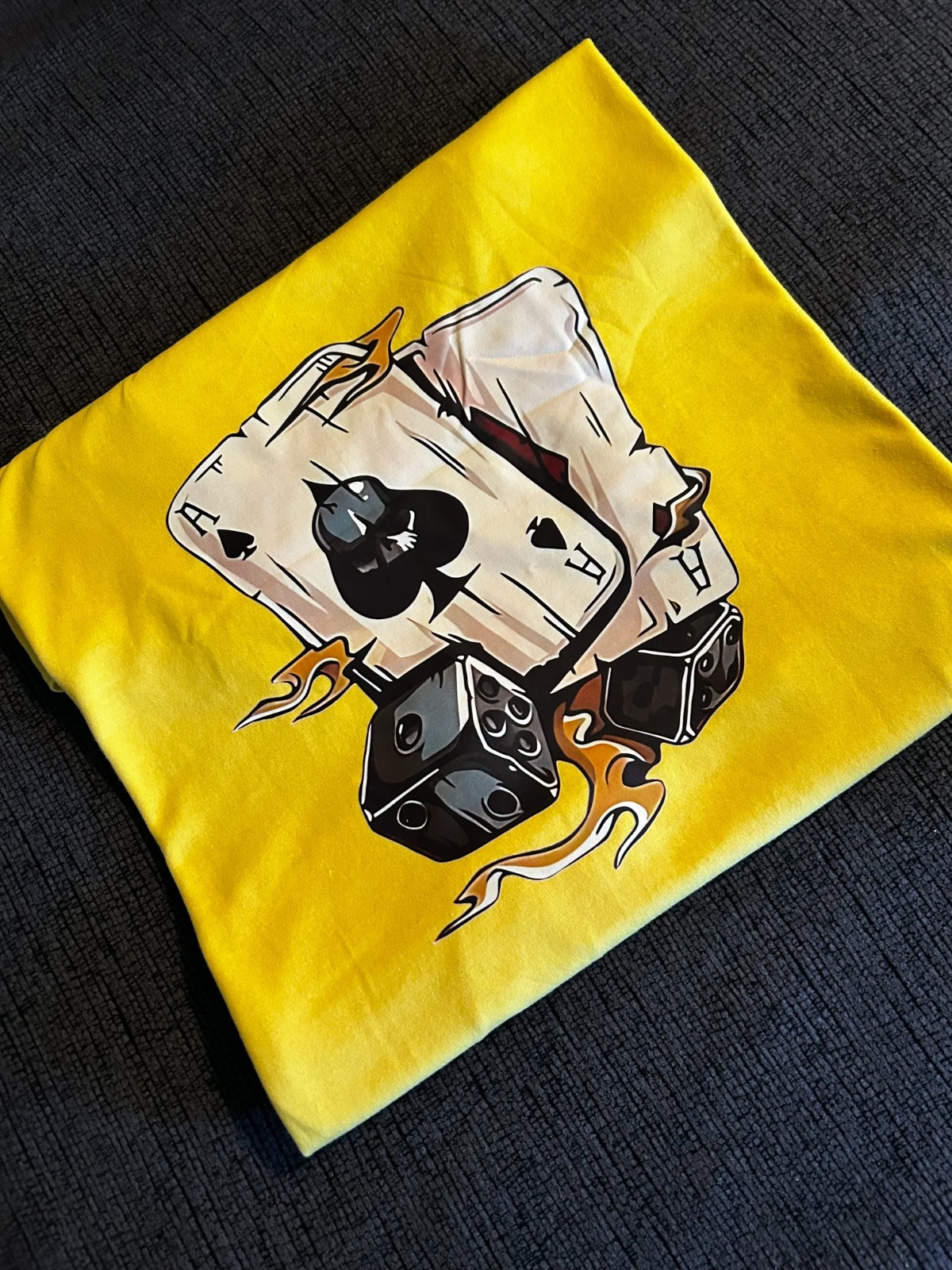 Ace Of Spades Dice Graphic T Shirt Yellow 2XL Men’s Streetwear Poker Tee gallery