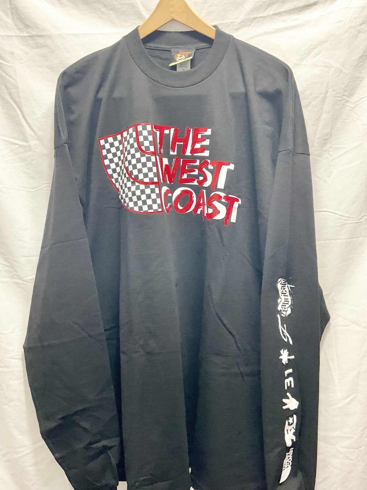 NWOT VTG FABRICALI West Coast Check Race Black Long Sleeve Men’s T-Shirt 3XL USA gallery