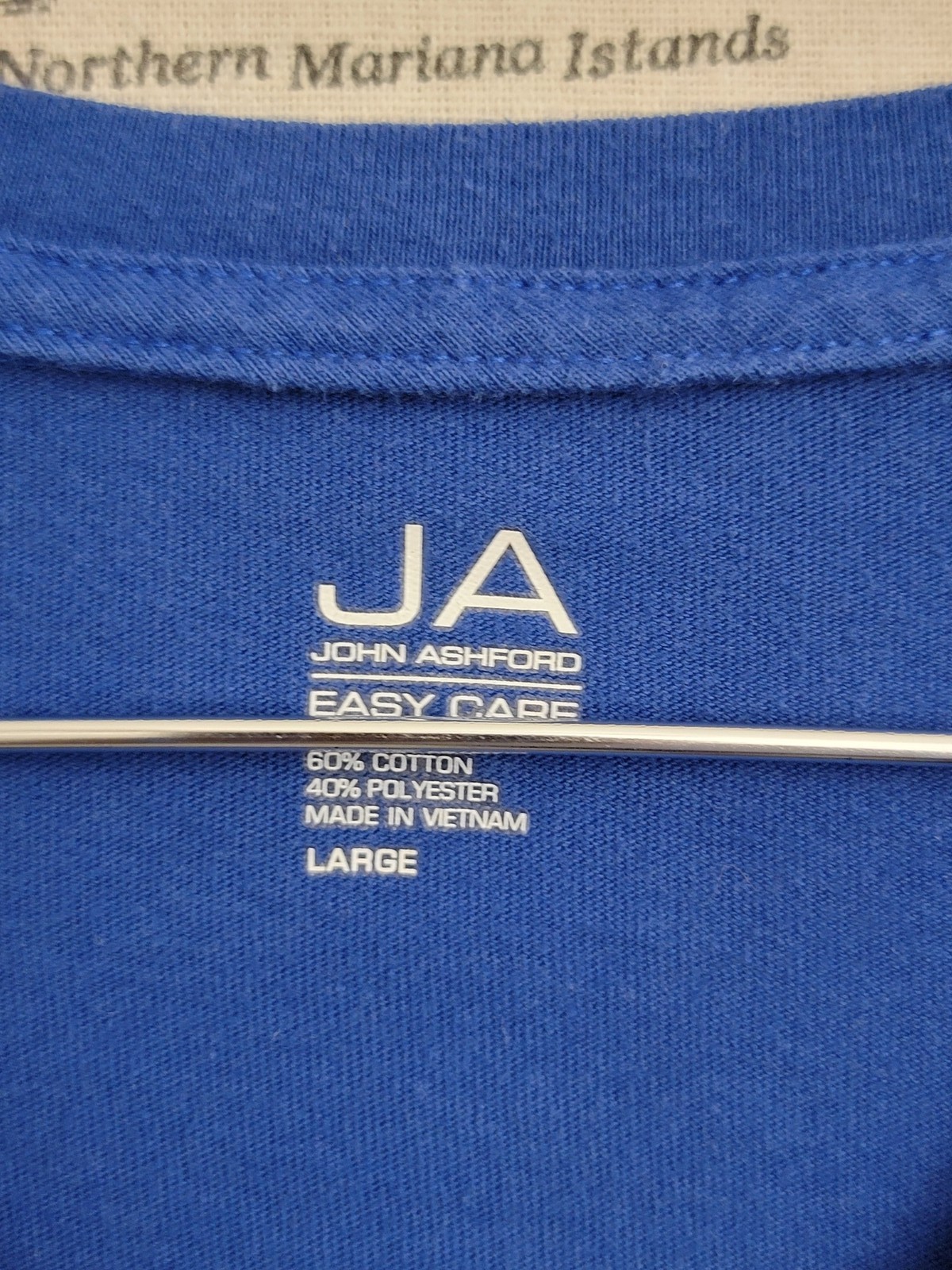 John Ashford Men's Blue Easy Care V-Neck T-Shirt - Size Large gallery