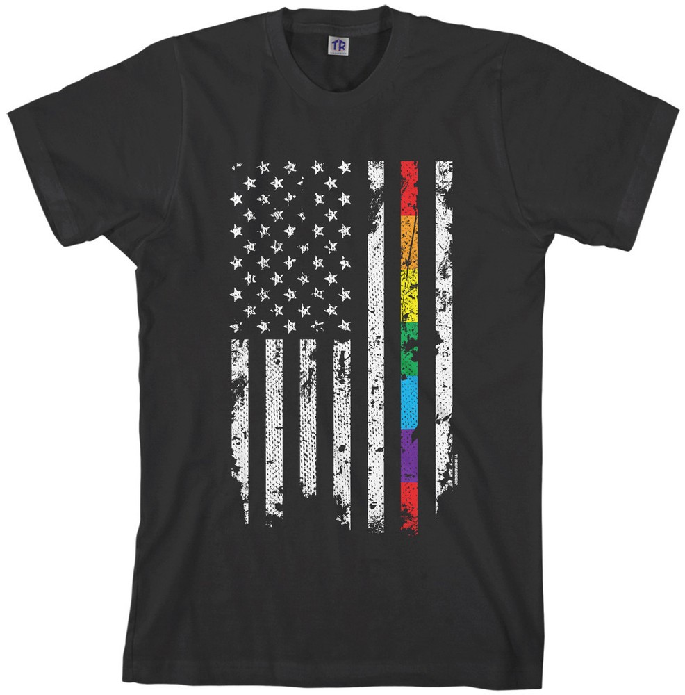 Threadrock Men’s Gay Pride Rainbow American Flag T-shirt