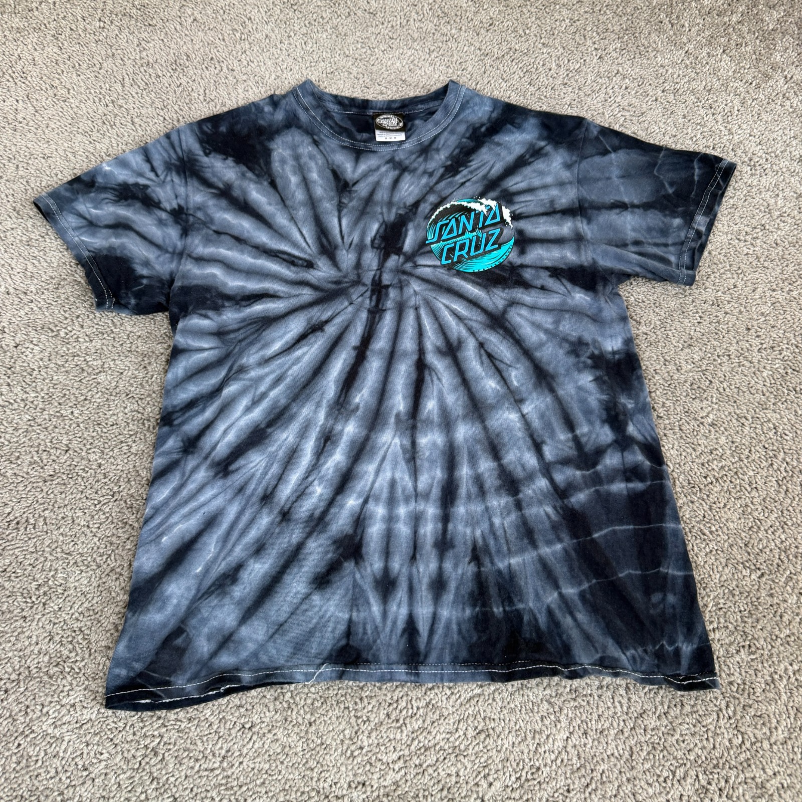 Santa Cruz Shirt Mens Medium Blue Tie Dye Skater Skateboarding Short Sleeve gallery