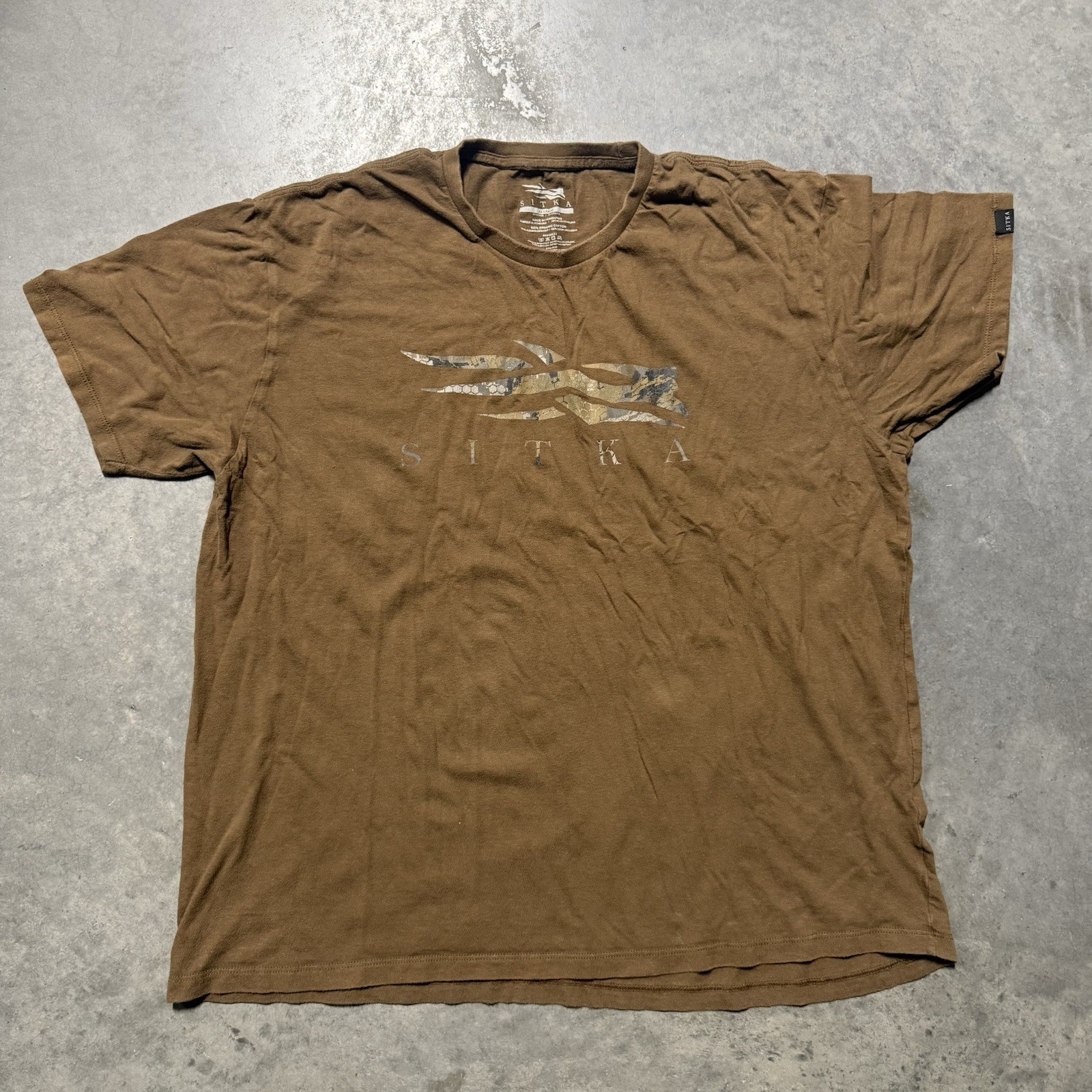 2XL Sitka Gear Shirt Brown Short Sleeve Crewneck Spellout Logo Tactical Hunt XXL gallery