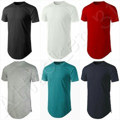 NEW Men’s Basic Hip Hop Style Long T-Shirt with Side Zipper S: 4XL 100% COTTON