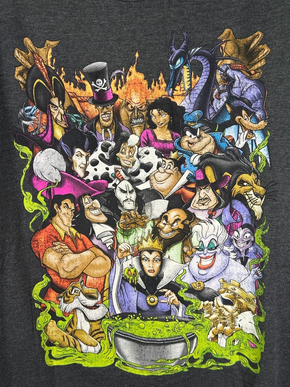 Disney Villains T-Shirt Mens L Gray Short Sleeve Graphic Cartoon Villains Tee gallery