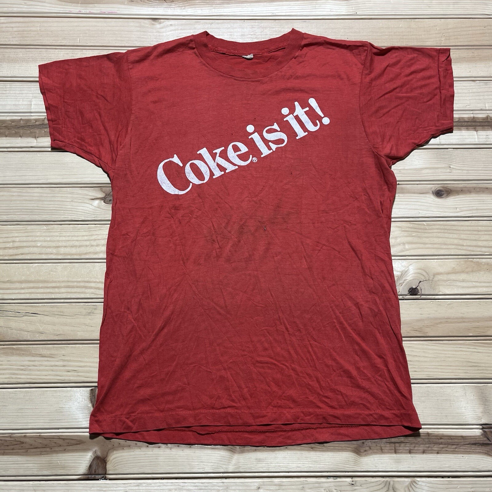 Vintage 70s 80s Coca-Cola “Coke Is It!” Advertisement Promo Shirt Size M gallery