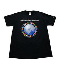 BOEING 737 Diversity & Inclusion T-Shirt Black Gildan Ultra Cotton Large