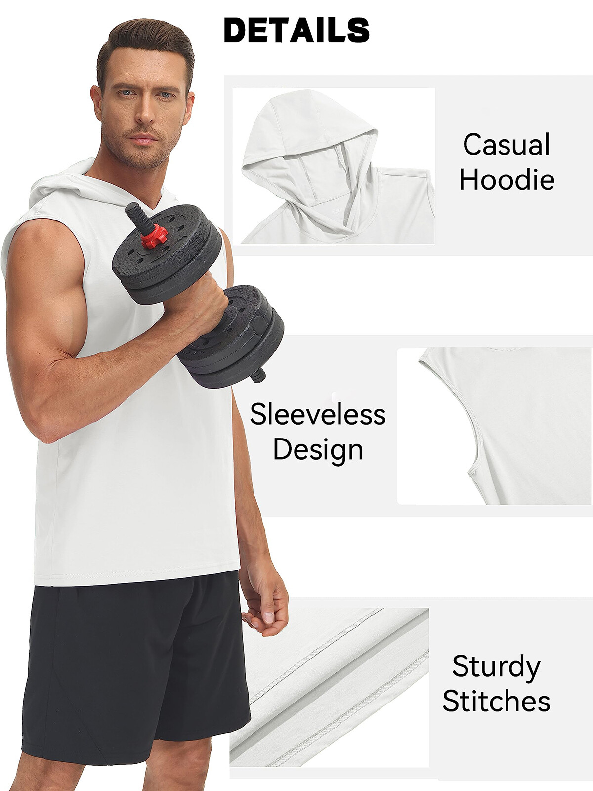 Men's Casual Workout Hoodie Tank Gym Cotton Sleeveless Quick Dry Muscle T-Shirts gallery