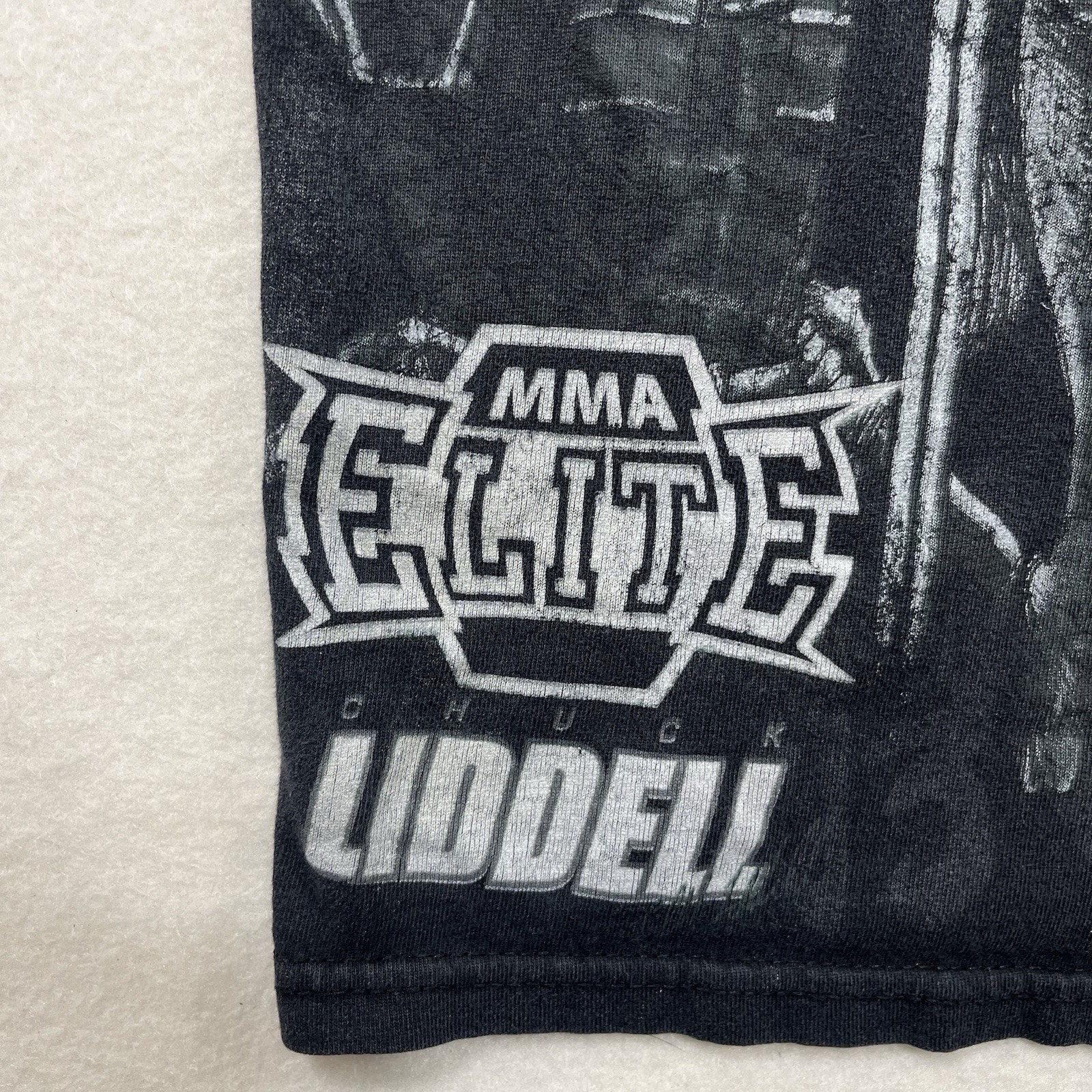 Mens S Chuck Liddell MMA Fighter Elite Iceman Grunge T-Shirt Faded Black Grunge gallery