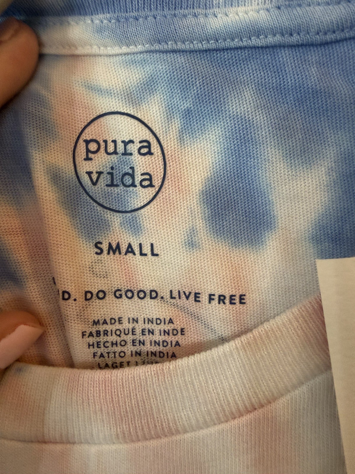Pura Vida Medium Surf Tour Tie-Dye T-Shirt Blue Purple Spiral Beach Wear gallery