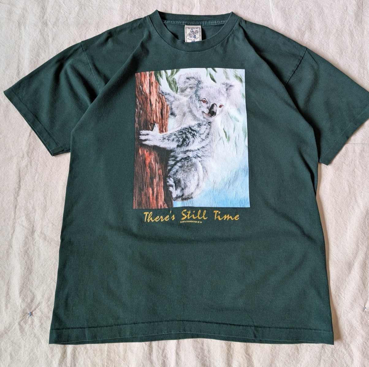 Vintage 1999 Koala Animal Nature Single Stitch Green Tee Alore Size USA Large gallery
