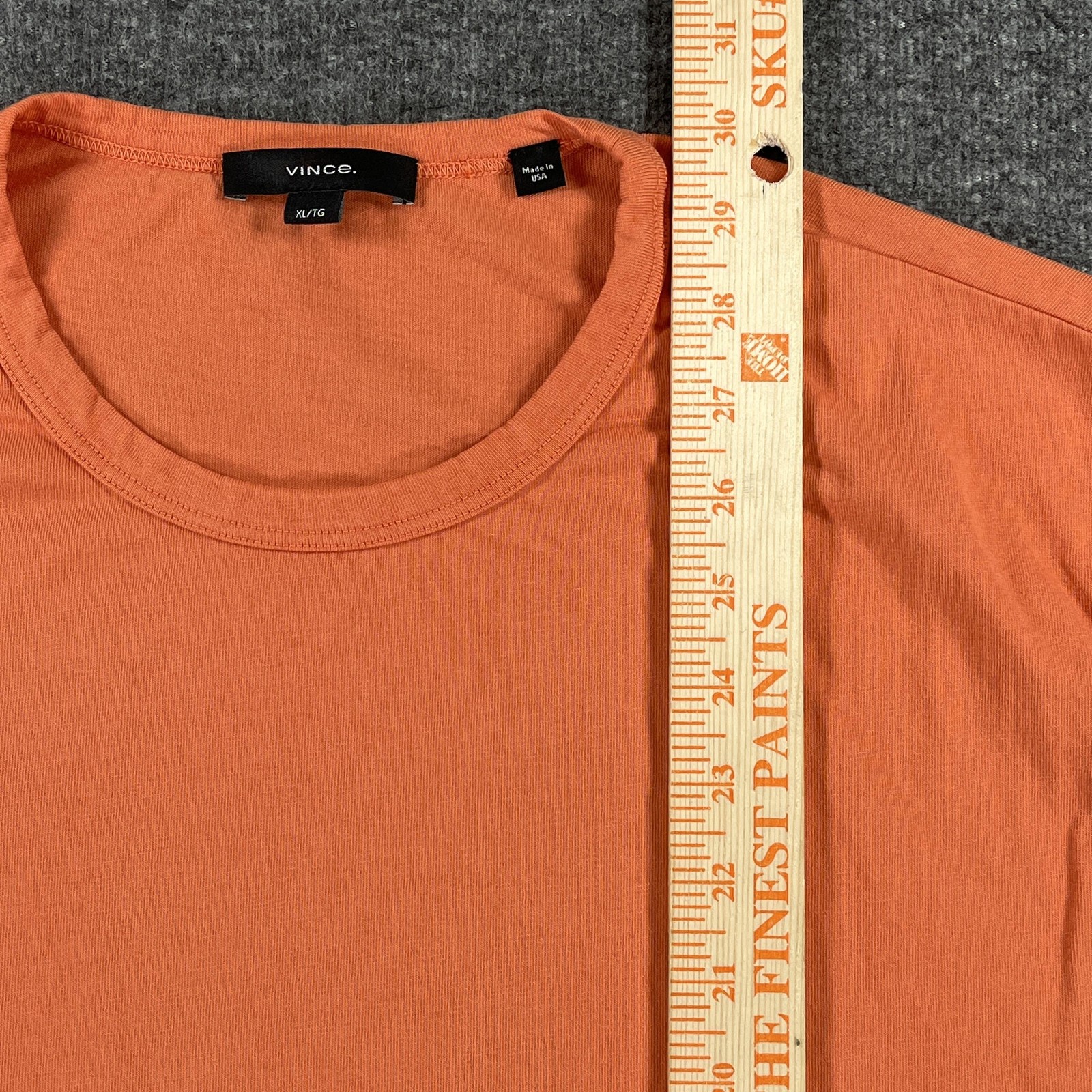 Vince Shirt Mens XL Orange Cotton Crewneck Basic Tee Made In USA Soft Jersey gallery