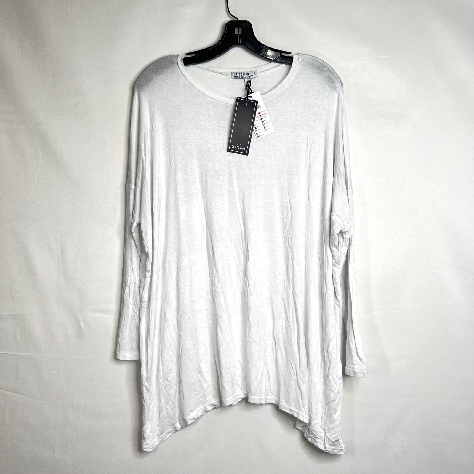 Cotton On White Long Sleeve Top Mens Size S Essi 2 L/S Viscose Blend Casual gallery