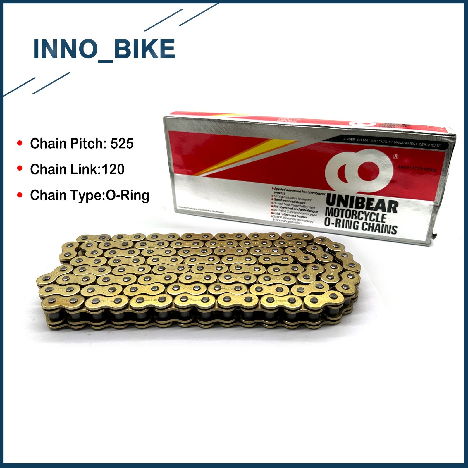 525 Pitch 120 Links With O-Ring Drive Chain For Yamaha YZF R1 R1M R1S 2015-2023