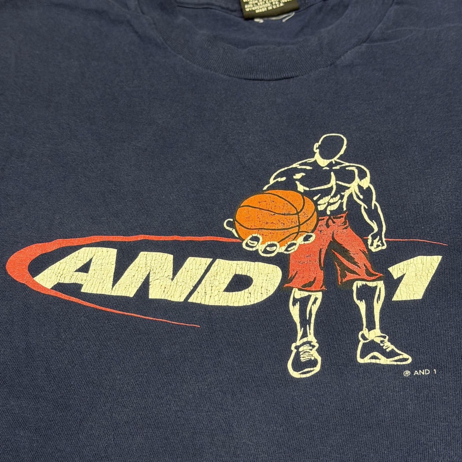 Vintage AND1 Shirt Mens Medium Blue Basketball Player Logo Graphic Tee USA gallery