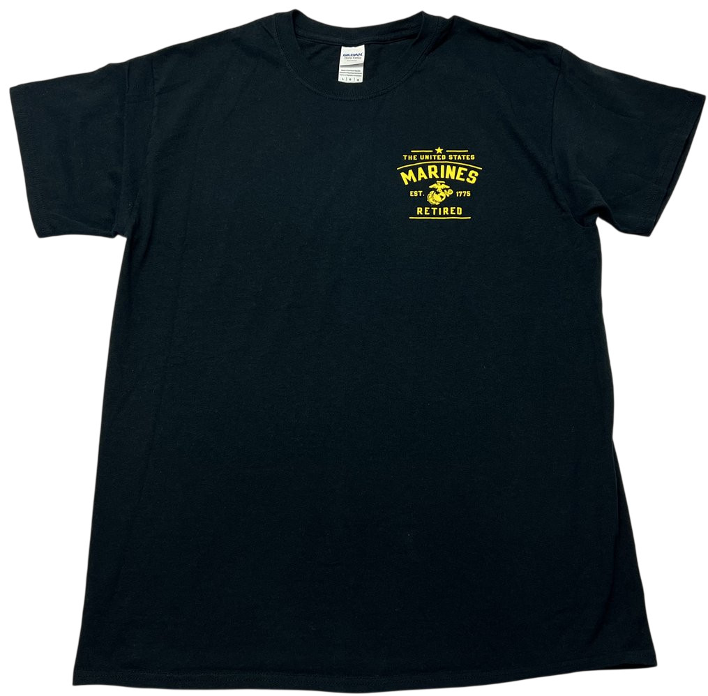 Gildan Shirt Mens Large Black US Marines Retired Logo Graphic Tee Military USA gallery