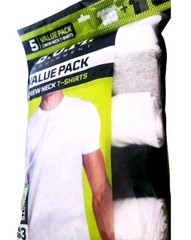 BUM 5x Value Pack Men’s T-shirts, Cotton (3 White, 1 Gray, & 1 Black), Large