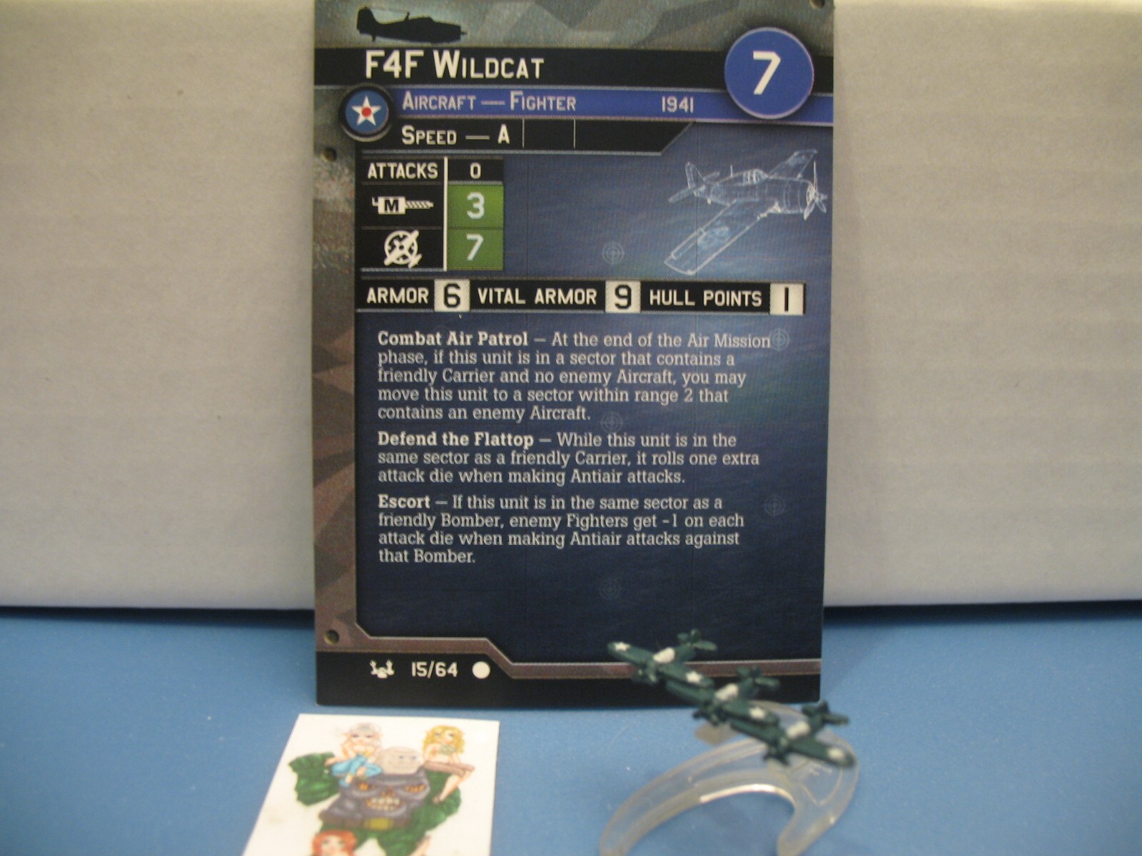 =Axis Allies War at Sea BASE SET F4F Wildcat 15/64 with card=