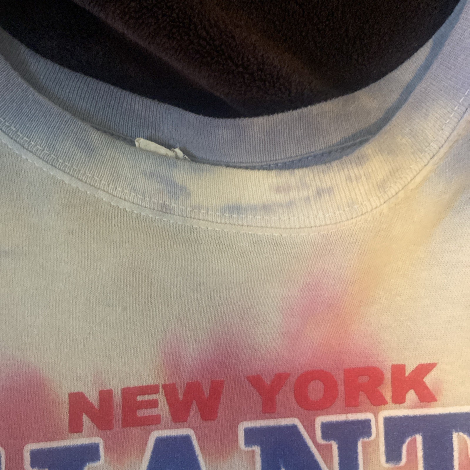Y2K 2008New York Giants NFL Tie Dye All Over Double Sided T-shirt Red Blue Sz L gallery