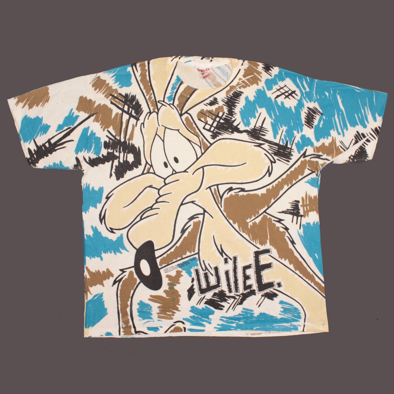 Wile E Coyote Looney Tunes T Shirt size XL Allover AOP Vintage 90s Single Stitch gallery