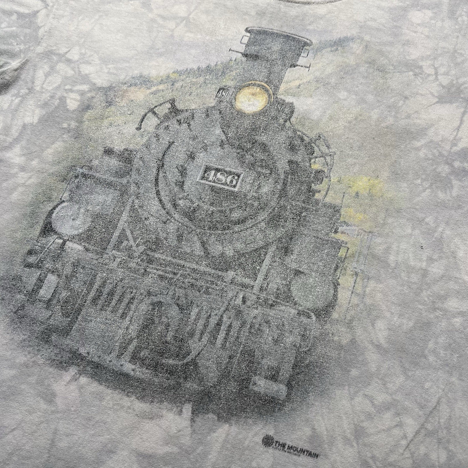 Vintage The Mountain Steam Locomotive Train T Shirt Mens Large Gray Tie Dye Y2K gallery