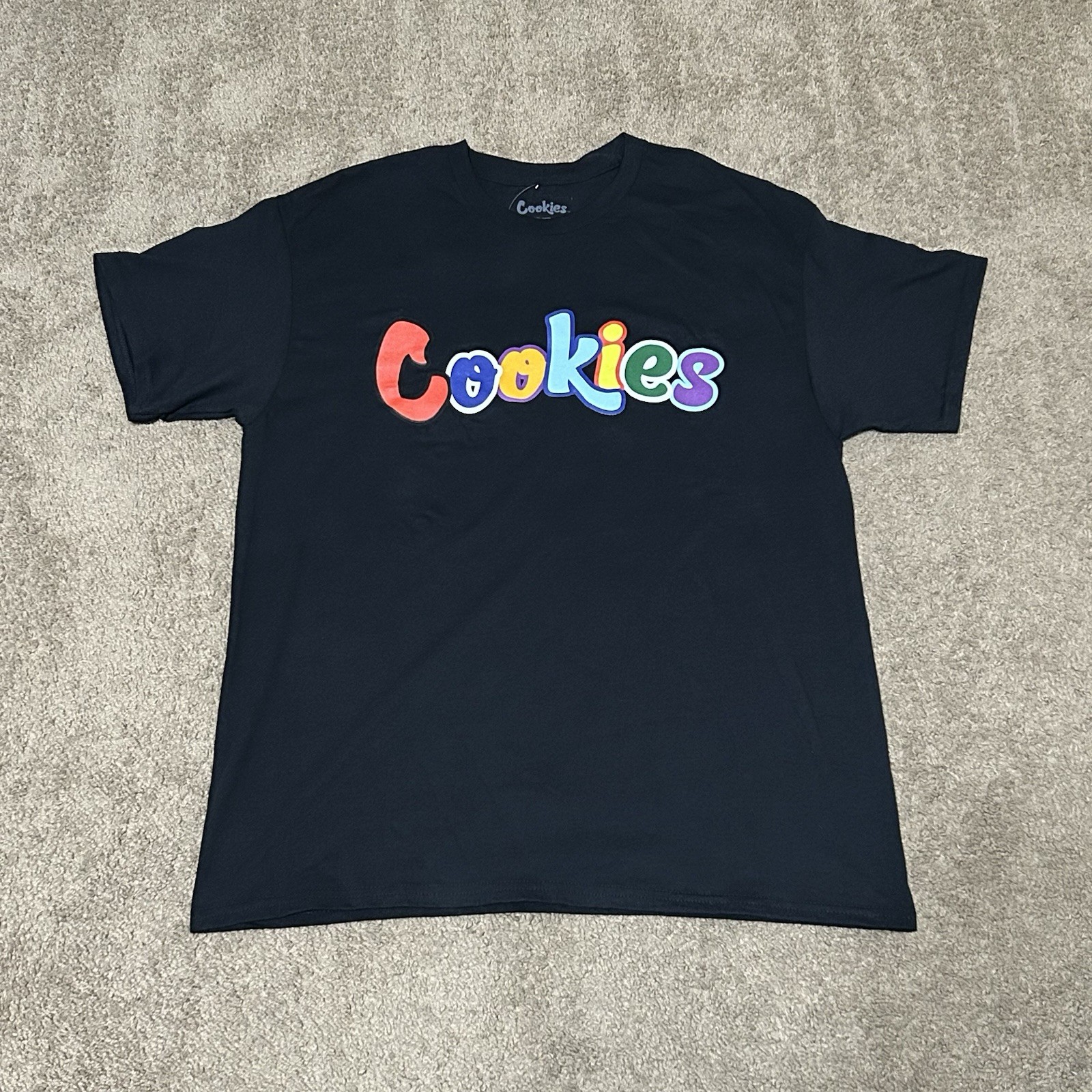 Cookies ® Black T-Shirt With Multi Colored Logo Size L 🍪