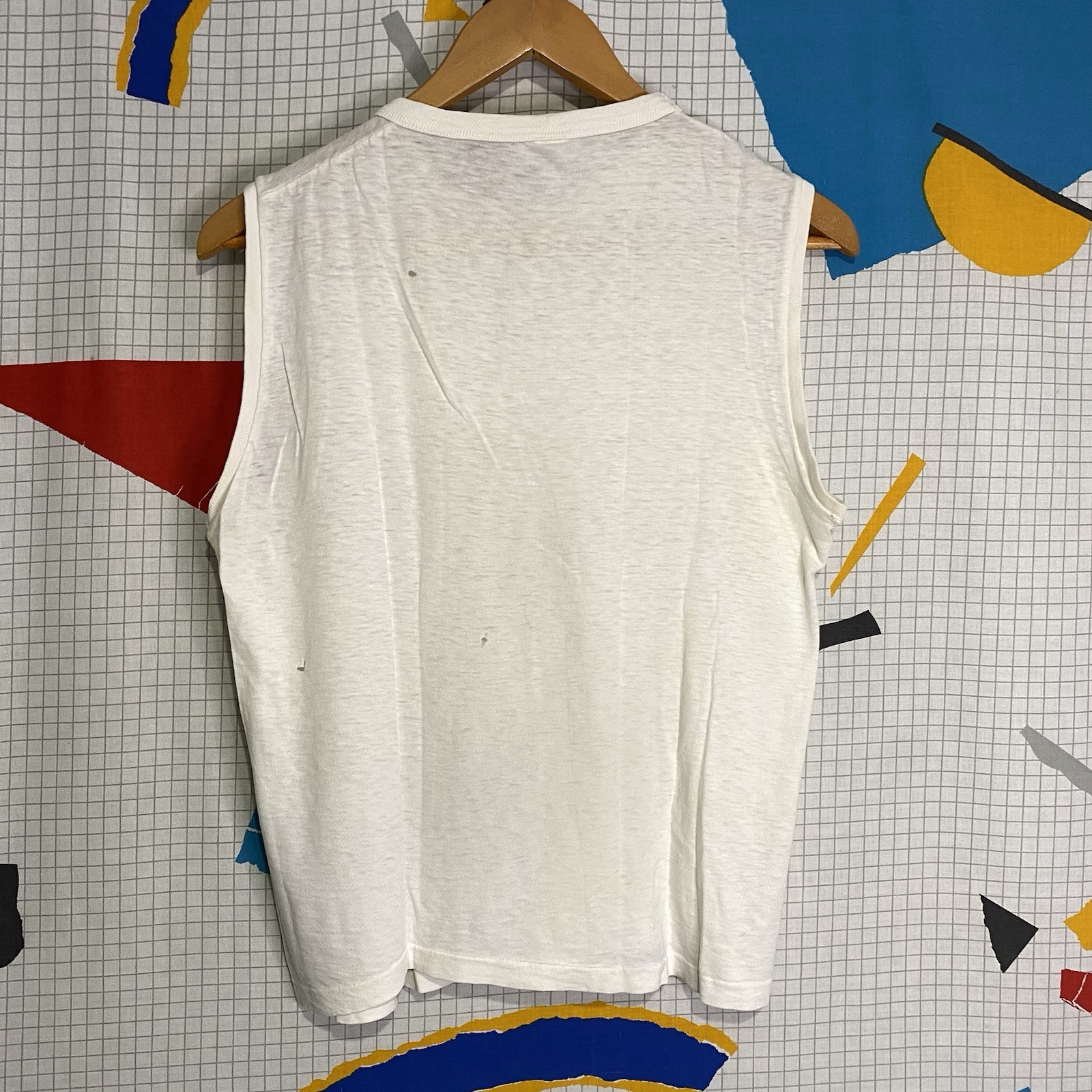 Vintage 40s White Tshirt Paper Thin Medium Sleeveless 50s Rockabilly Champknit gallery