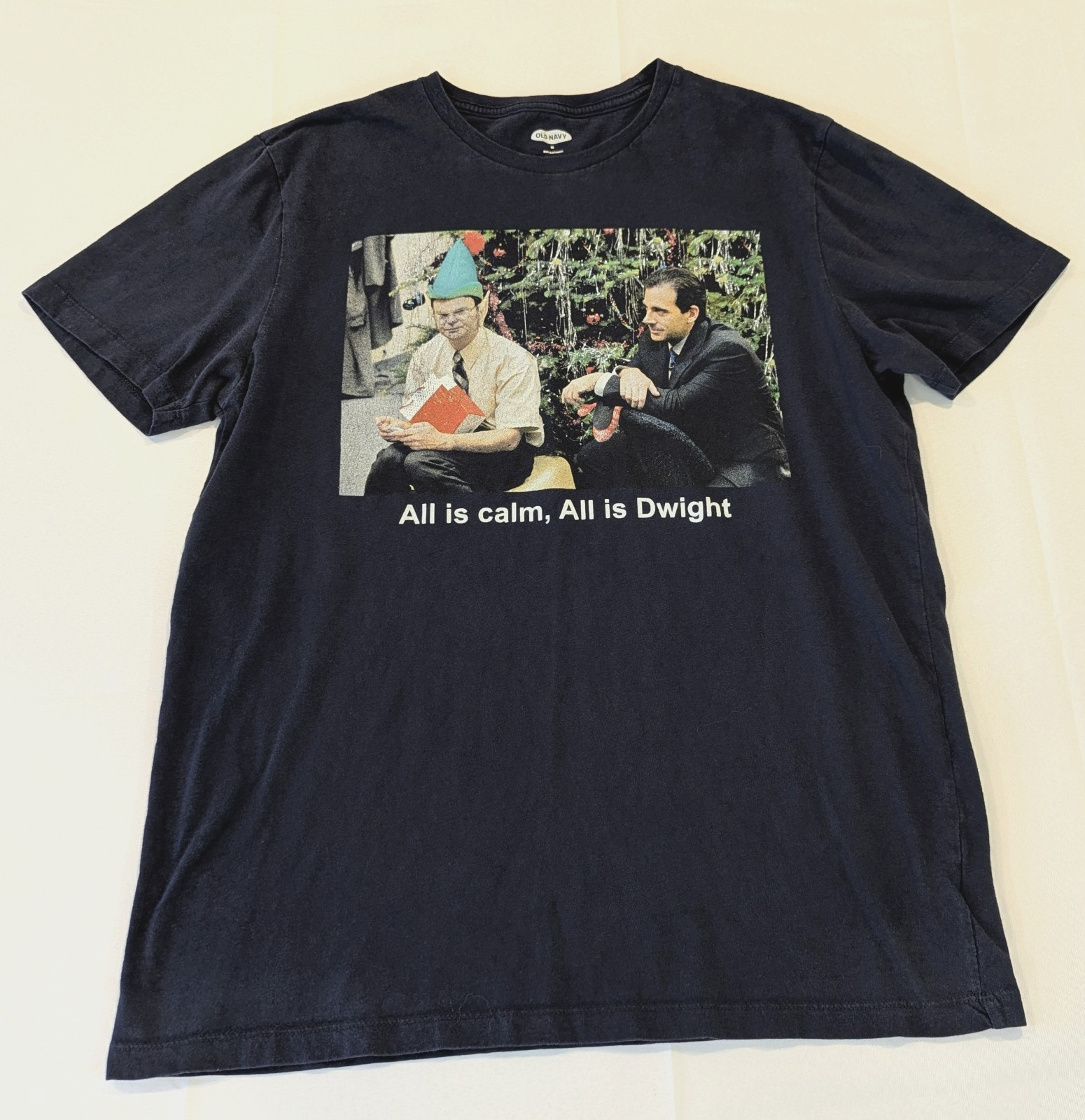 Old Navy Christmas Graphic Tee The Office All is Calm All is Dwight Size Medium