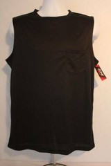 Mens Tank Top Muscle Shirt Size Medium Sports Athletic Black Pocket Micro Mesh
