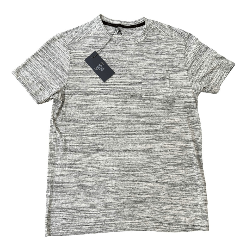 VRST men’s essential pocket silver shadow cotton marble stretch shirt size M NWT gallery