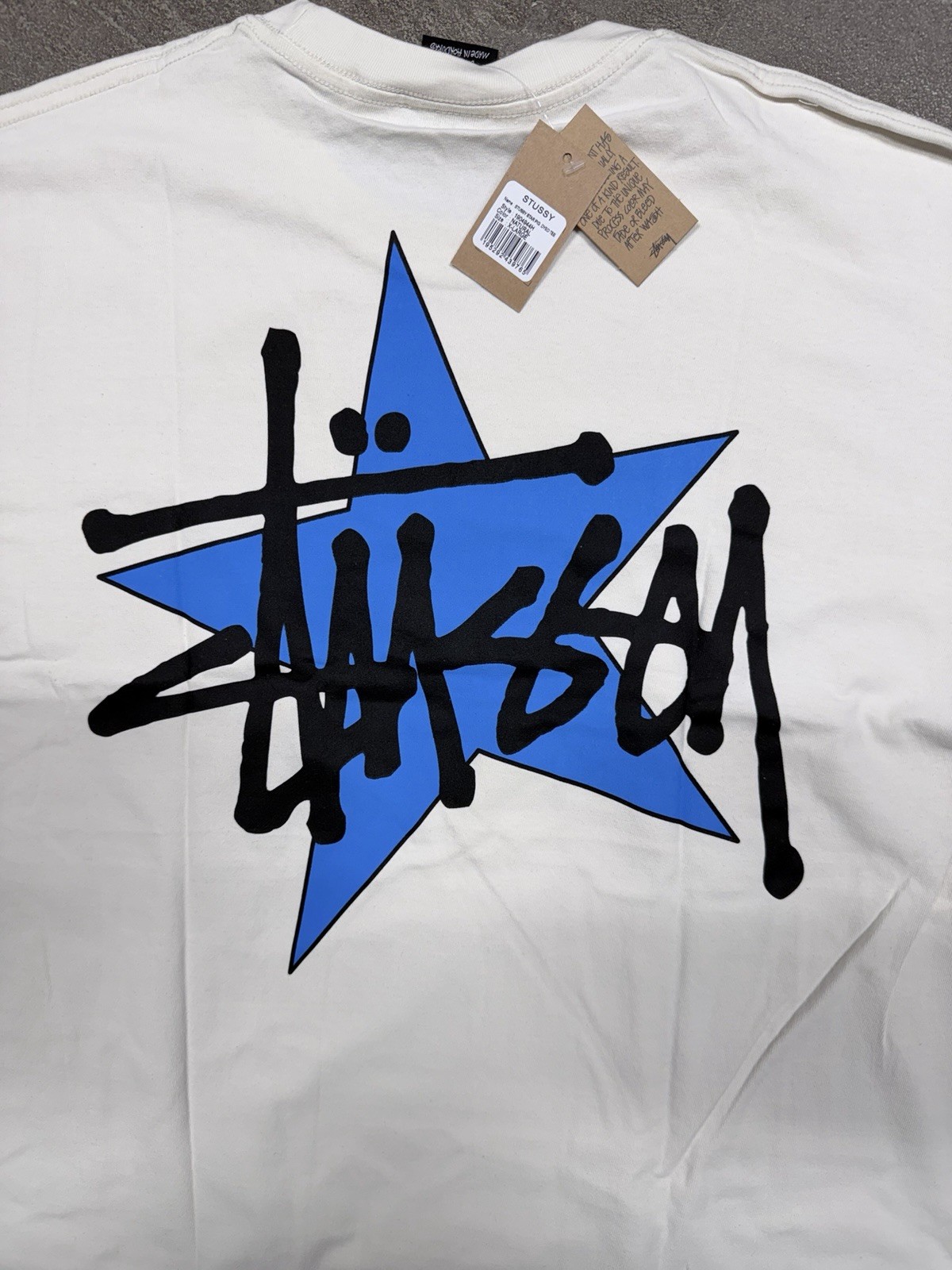 Stussy Shirt Star Tee Tshirt Natural Size Medium NWT Double Sided Streetwear gallery