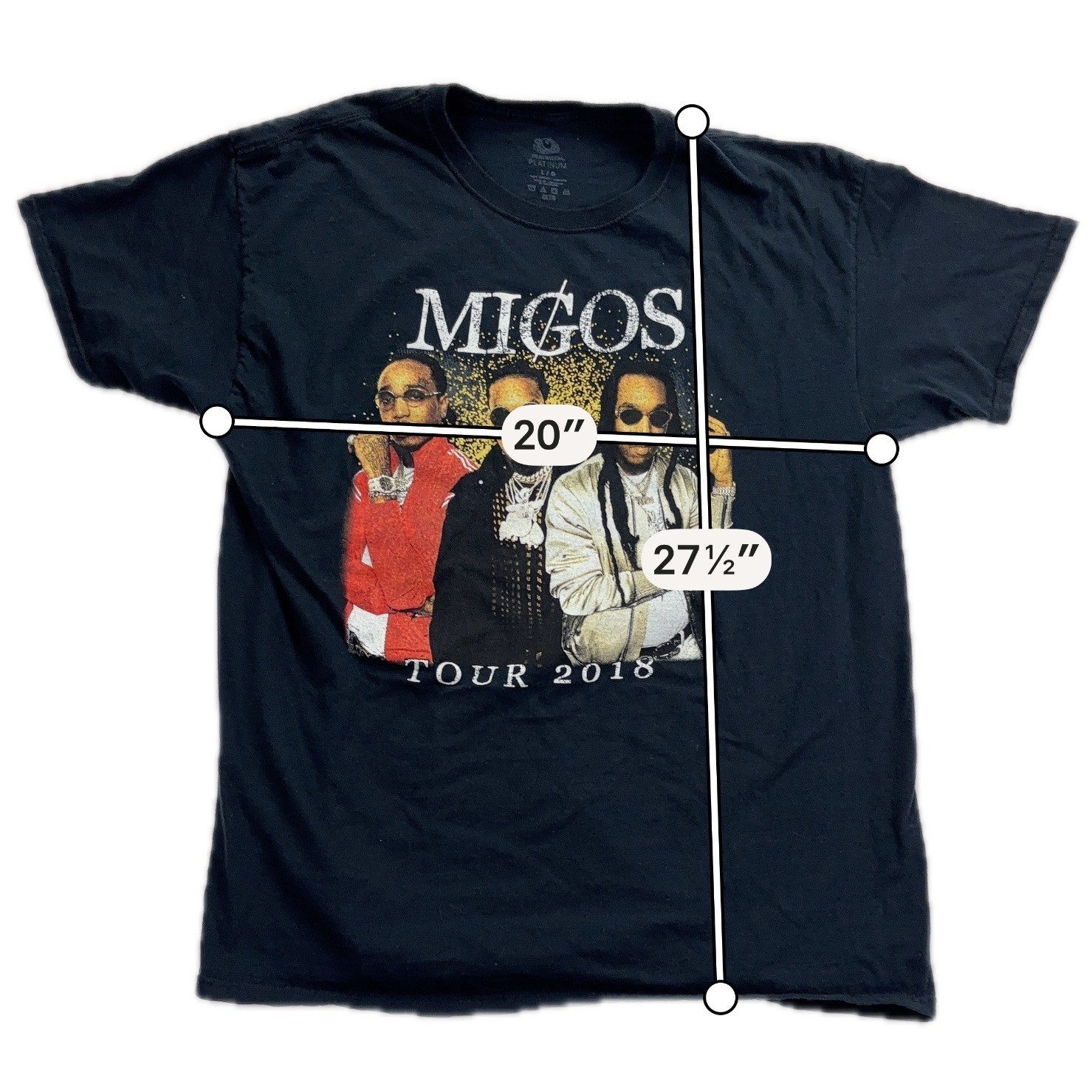 Migos Tour 2018 Rap Graphic Concert T-Shirt Large Black Mens Fruit of the Loom gallery