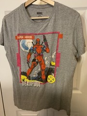 Marvel DEADPOOL Mens Sz M Cerebro Scan T-Shirt Gray Multicolor Super Heroes