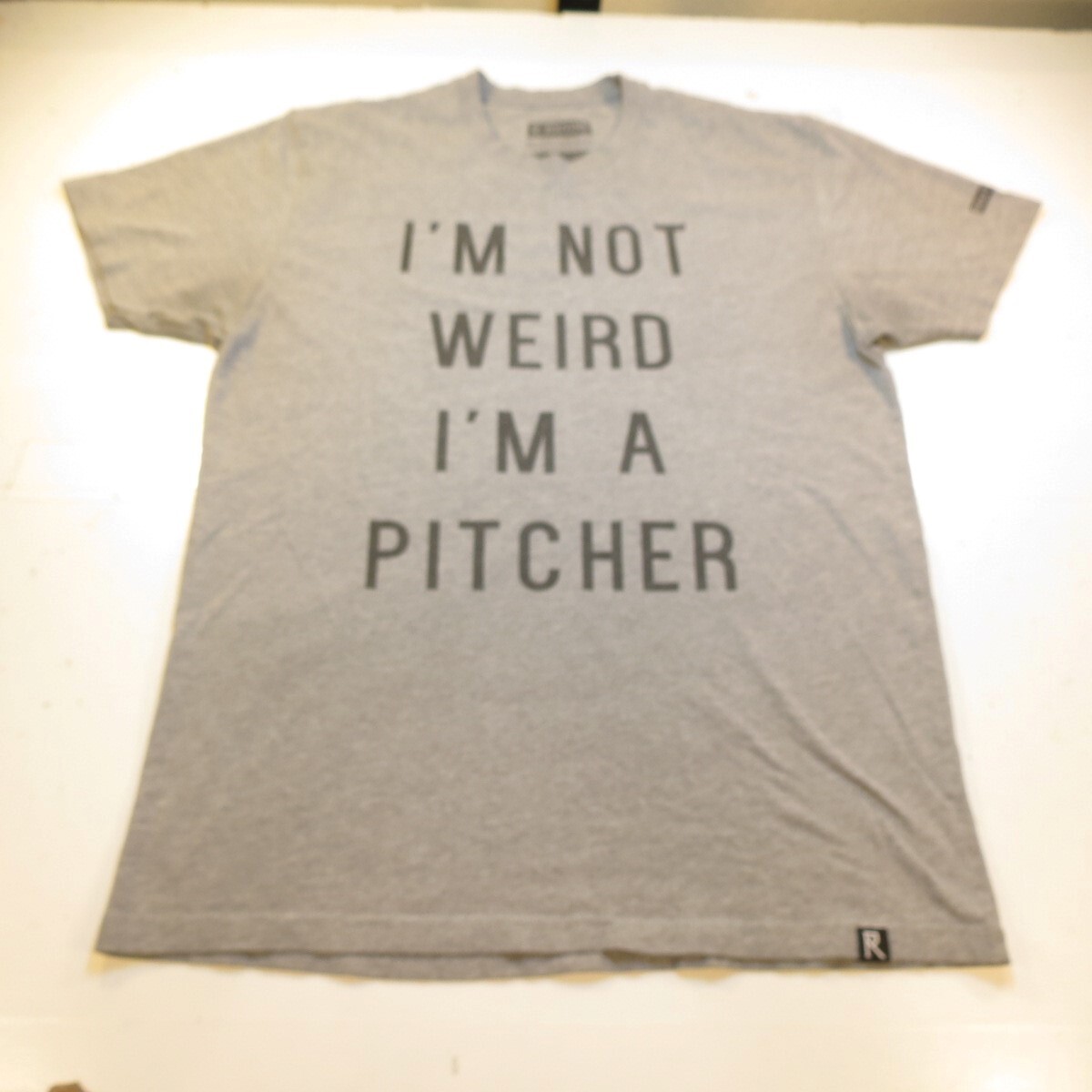 ROUTINE BASEBALL I'M NOT WEIRD I'M A PITCHER TEE T SHIRT Mens L Gray gallery