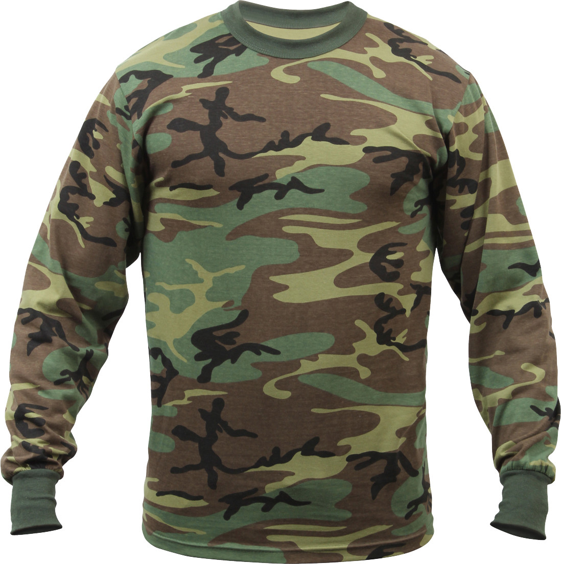 Tactical Long Sleeve Camo Tee Mens Woodland Camouflage Military Army T-Shirt gallery