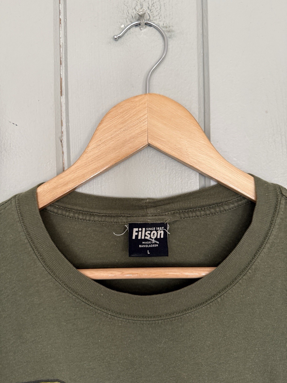 Filson Popeye Short Sleeve T-Shirt L Large Men's Graphic Tee Olive Green FLAW gallery