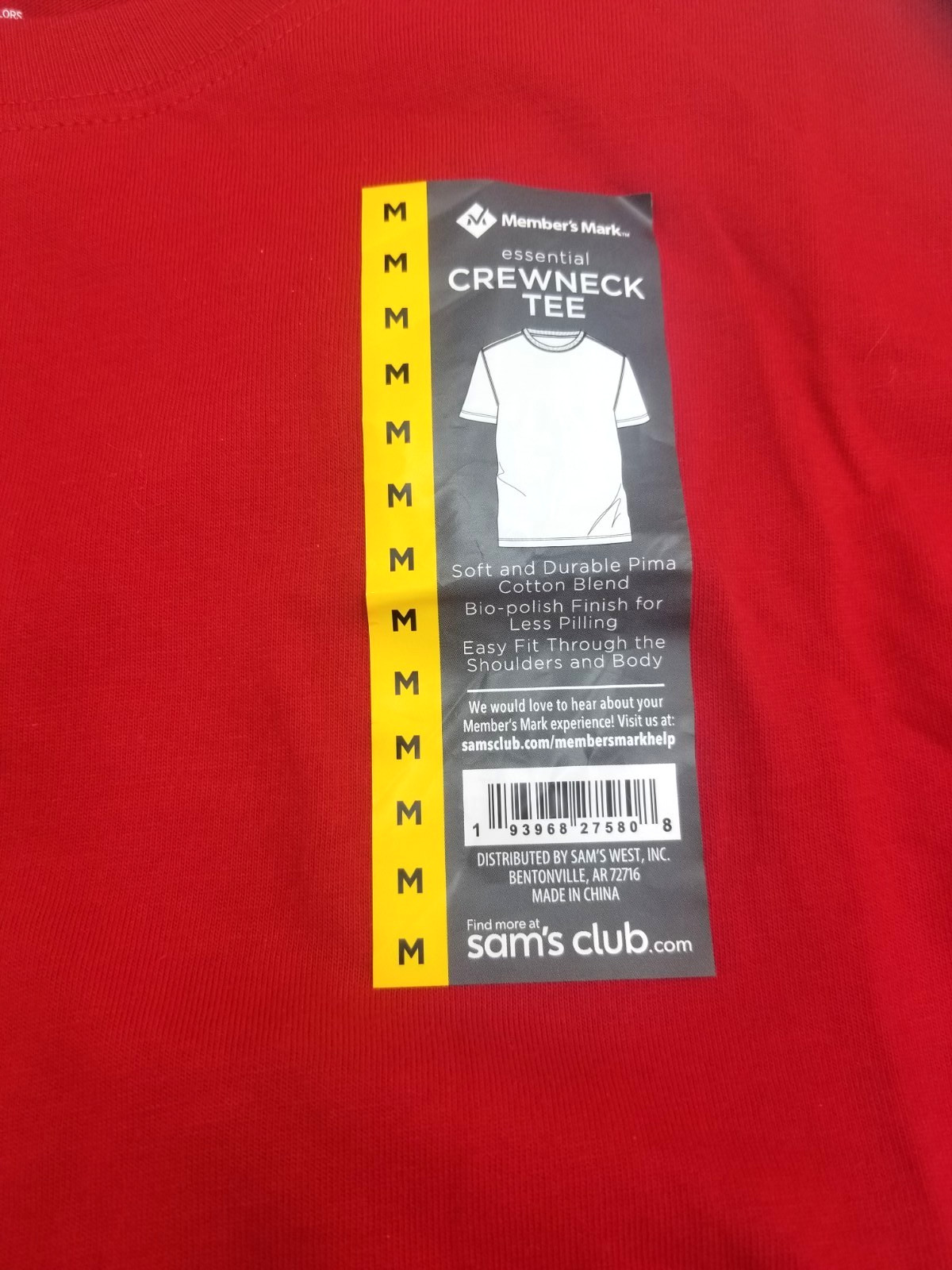 Member's Mark Men's Essential Crew Neck Short Sleeve Tee Medium Red NWT gallery