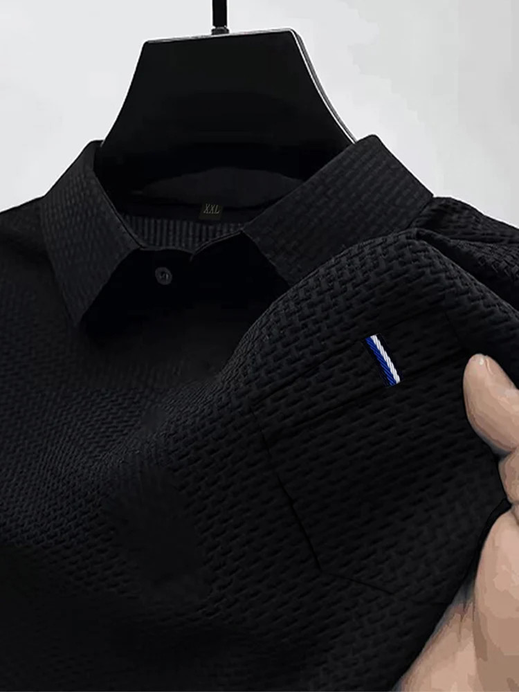 Summer ice silk lapel pocket POLO shirt, men’s short-sleeved T-shirt, men’s clot
