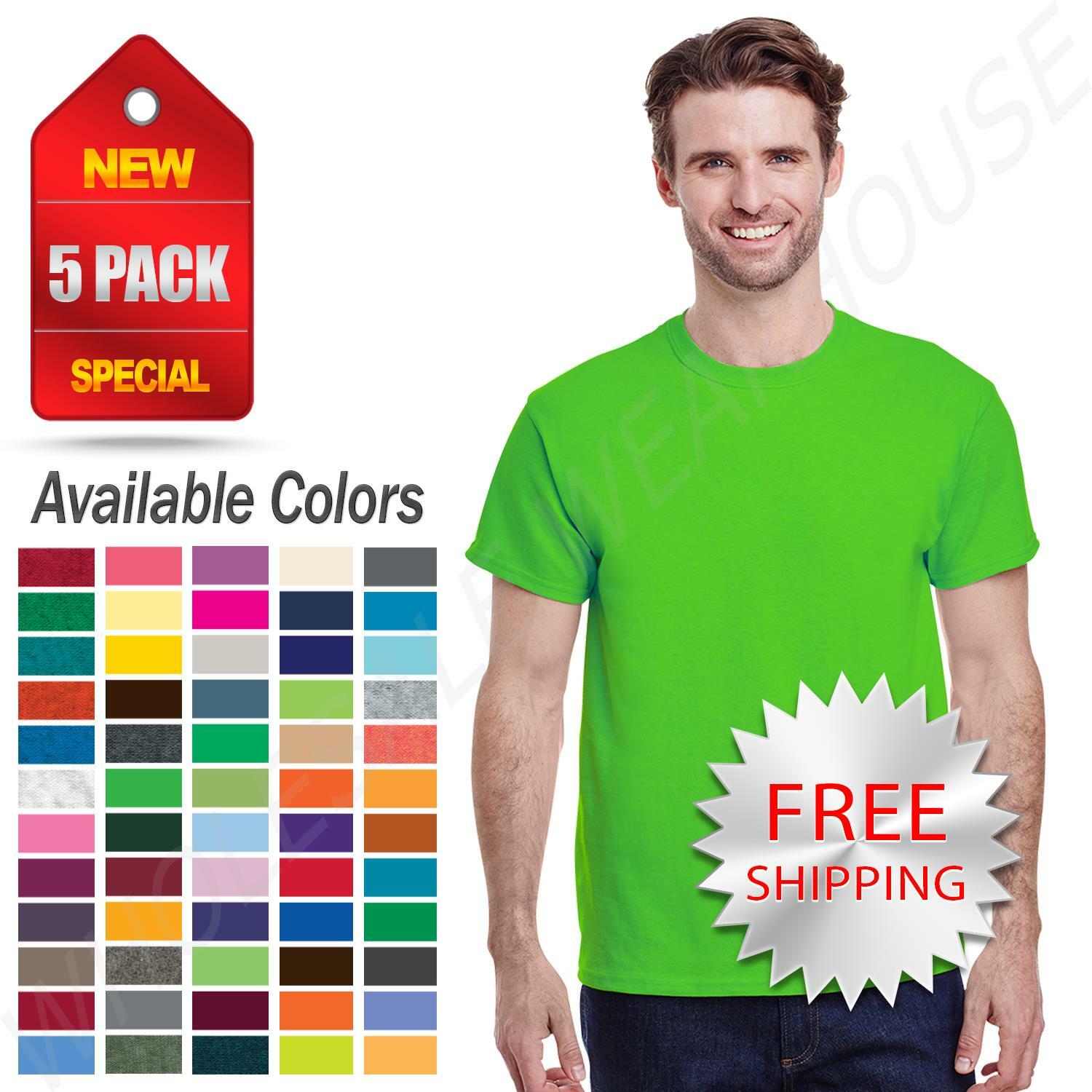 Gildan Heavy Cotton Mens T-Shirt (5 Pack) Crew Neck Short Sleeve Tee S-XL 5000 gallery