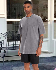 Oversized Tshirt for Men Short Sleeve Vintage Washed Cotton Basic Loose Tee 2026