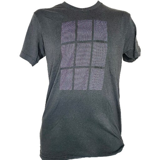 Routine Baseball T Shirt Gray Windowpane Dots Short Sleeve Mens Small